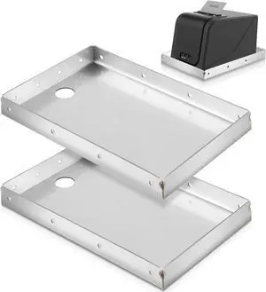 Shimeyao 2 Pack 304 Stainless Steel Printer Tray 10.24 x 6.5 Inch POS KDS Printers Shelf Thermal Printer Stand Mounts to Wall or Shelf Edge, Silver, 4 Mounting Holes Each Side