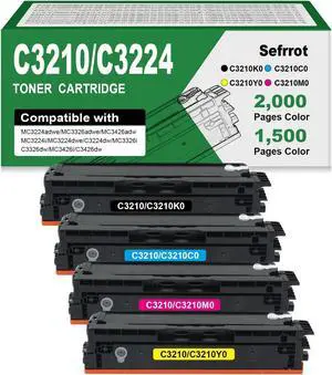 Remanufactured C3210 Toner Cartridge with Chip Compatible with Lexmark C3210K0 C3210C0 C3210M0 C3210Y0 Toner Cartridges Set for C3224 C3326 C3426 MC3224 MC3326 MC3426 Printers (BK C M Y 4 Pack)