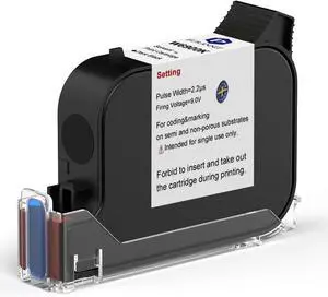 0.5" 42ml Quick-Drying W6900K Ink Cartridge for 0.5inch/12.7mm Handheld Inkjet Printer E55/E15/E98/E11/E12/E16, Black