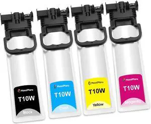 Remanufactured T10W Compatible T10W100 T10W200 T10W300 T10W400 Ink Cartridge for Workforce Pro WF-C5390 WF-C5890 WFC5390 WFC5890 Color Printers (Black, Cyan, Yellow, Magenta, 4-Pack)