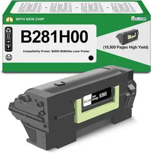 B2865 B281H00 Toner Cartridge High Yield 15,500 Pages Replacement for Lexmark B281H00 B2865 Black Toner Cartridge Compatible for Lexmark B2865 B2865dw Laser Printer