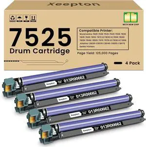 013R00662 Drum Cartridge Replacement for Xerox 7525 7835 Drum Unit for WorkCentre 7525 7530 7535 7545 7556 7830 7835 7845 7855 Altalink C8030 C8035 C8045 C8055 C8070 Printer, 4-Pack 7525 Imaging Unit