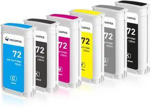 Compatible Ink Cartridge Replacement for HP 72 Ink Cartridge C9403A C9370A C9371A C9372A C9373A C9374A for T770 T790 T795 T610 T620 T1100 T1120 T1200 T1300 T2300 (130-ml, 6-Pack)
