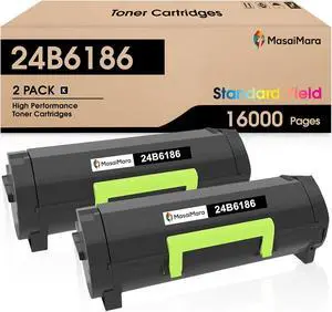 MasaiMara 24B6186 High Capacity Compatible Toner Cartridges Replacement for Lexmark M3150 XM3150 XM3150H Printer (Black, 2-Pack)