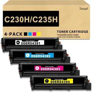 C230 C235 Extra High Yield Toner Cartridge 006R04391 006R04392 006R04393 006R04394 Compatible for Xerox C230H C235H Toner Cartridge for C235 C230 C235DNI C230DNI Printer (4-Pack, BK/C/M/Y)