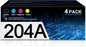 204A Toner Cartridge 4 Pack CF510A CF511A CF512A CF513A Replacement for HP 204A for Color Pro M154a M154nw MFP M180fw M180n M180nw M181fw Printer (Black Cyan Yellow Magenta)