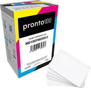 2 Pack - Magicard MD100YMCKO Pronto 100 Dye Film with 20 Specialist ID Blank Test Cards or Bonus Badges - Authentic Full Color Ribbon for Magicard Pronto100 ID Printers - 100 Prints ea - MD100YMCKO/2