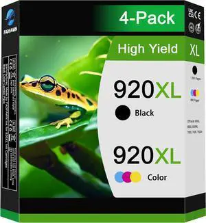 920XL Ink Cartridges Combo Pack (4-Pack, Black/Cyan Magenta/Yellow) - 920 XL High Yiled Ink Cartridges Replacement for HP OfficeJet 6000 6500 6500A 7000 7500 7500A Printer
