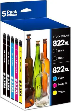 822XL Ink Cartridges Remanufactured Replacement for 822XL Ink Cartridges Combo Pack for Ink 822 XL Use with WF-3820 WF-4820 WF-4830 WF-4833 WF-4834(2 Black, 1Cyan,1Magenta, 1Yellow)