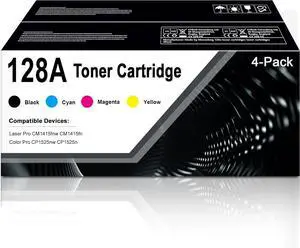 128A High Yield Toner Cartridges Replacement for HP 128A CE320A CE321A CE322A CE323A Compatible with Laser Pro CM1415fn CM1415fnw CP1525nw CP1525n Printer (Black Cyan Yellow Magenta,4 Pack)