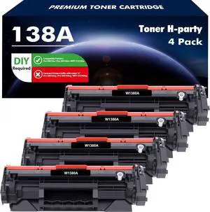 138A Black Toner Cartridge 4-Pack Compatible Replacement for HP 138A Black Toner Cartridge W1380A 138X W1380X for HP Pro 3001dw 3001fdw MFP 3101fdw Series Printer High Yield Ink