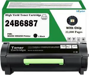 SkyPrint 24B6887 Toner Cartridge Black High Yield Replacement for Lexmar 24B6887 Toner for Lexmar M3250 XM3250 Printer.(22,000 Pages Yield