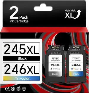 PG-245XL CL-246XL Ink Cartridge Combo Pack (2 Cartridges) Compatible for Canon Ink 245 and 246 Work with MX490 MX492 iP2820 MG2522 MG2420 MG2500 TR4520 TR4500 TR4522 TS3120 TS202 TS3322 TS3122 Printer