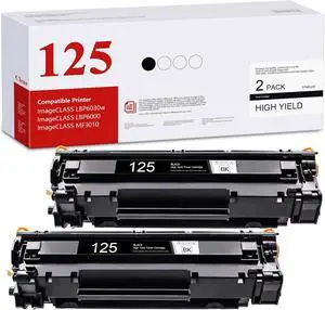 CRG125 CRG-125 High Yield Toner Cartridge (2-Pack, Black) Replacement for Canon 125 Toner Cartridge Work with ImageCLASS LBP6030w LBP6000 MF3010 Printer, Yield Up to 2,500 Pages
