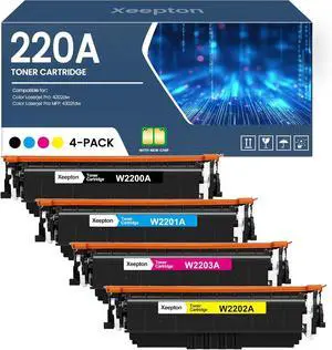 220A Toner Cartridge Replacement for HP 220A W2200A W2201A W2203A W2202A Toner for Color Laser Pro 4202dw MFP 4302fdw Printer Ink, 4-Packs 220A Toner Cartridge Kit