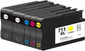 711 designjet 711xl 130 Ink Cartridge High Yield Combo Pack for hp 711 XL Ink Cartridge for HP DesignJet T100 T120 T125 T130 T520 T525 T530 Printer  2 * 80-ml Black / 29-ml Cyan/Yellow/Magenta