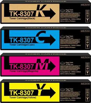 TK-8307 TK8307 Toner Cartridge High Yield Compatible for TK-8307K TK-8307C TK-8307M TK-8307Y Toner for Kyocera Mita TASKalfa 3050ci 3051ci 3550ci 3551ci Printers (4-Pack,Black Cyan Magenta Yellow)