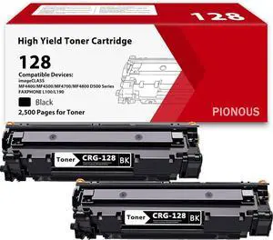 128 Black Toner Cartridge (2-Pack) Compatible 128 Toner Replacement for Canon CRG128 Cartridge for MF4450, MF4770n, MF4570 Series, MF4800 Series, D530, D550, L100, L190 Printer