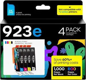 923e Ink Cartridges Combo Pack Compatible with HP 923 923e Ink Cartridges (with Chip) Replacement for HP OfficeJet Pro 8120 8123 8130 8133 Printers (BK/C/M/Y)