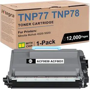 TNP78 Toner Cartridge Black TNP77 Replacement for Konica TNP-78 TNP-77 Black Toner ACF0030 ACF0031 Compatible with Minolta Bizhub 4020i 5020i Printer Toner, 1-Pack for High Yield 12,000 Pages