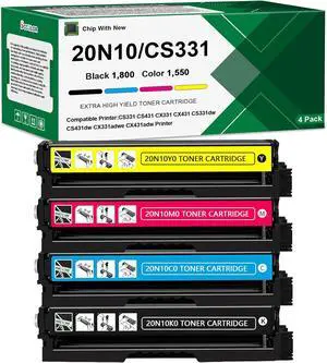 CS331 CX331 Toner Cartridge Compatible for Lexmark 20N10K0 20N10C0 20N10M0 20N10Y0 Toner Cartridge Replacement for Lexmark CS331,CS431,CX331,CX431,CS331dw,CS431dw,CX331adwe,CX431adw Printer