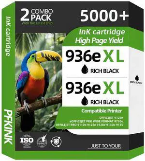 936e 936XL Black Ink Cartridges Combo Replacement for HP 936e 936xl Black Ink Cartridges for OfficeJet 9122e; OfficeJet Pro 9110b, 9125e, 9128e, 9135e; OfficeJet Pro Wide Format9700(2 *Black,2PACK)