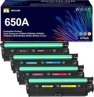 650A Toner Cartridges Compatible for HP 650A CE270A CE271A CE272A CE273A Toner Cartridge Replacement for Color Enterprise CP5525 CP5525dn CP5525n CP5525xh M750 M750dn M750n M750xh Printer