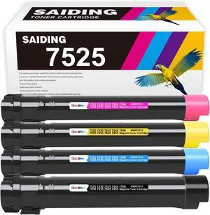 Workcentre 7835 7525 Toner Cartridges High Yield Replacement for Xerox Workcentre 7525 7530 7535 7545 7556 7830 7835 7845 7855 7970 Printers(4-Pack,Black,Cyan,Yellow,Magenta)