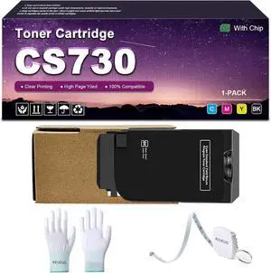CS730 Toner Cartridge Replacement (with Chip) for Lexmark 71C10K0 71C10C0 71C10M0 71C10Y0 Toner Cartridge Work with CS730de CS735de CS737dze CX730de CX735 CX737 Printers Black