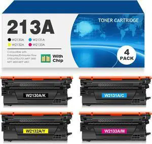 Remanufactured 213A Toner Cartridge Replacement for 213 213X 213Y W2130A W2131A W2132A W2133A for HP Color Laserjet Enterprise 5700dn 6700 6701dn MFP 5800dn 6800 6801dn Printer(4-Pack)