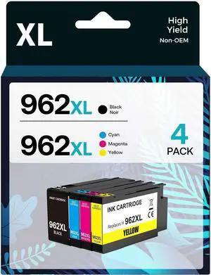 962XL Ink Cartridges Combo Pack Compatible for HP Ink 962 High Yield Work with HP OfficeJet Pro 9010 9012 9015 9020 9018 9025 9019Printers (4 Pack)