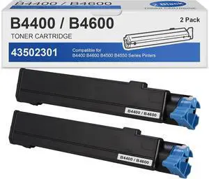 B4600/B4400 Black Toner Cartridges 2 Pack: Compatible 43502301 Toner Cartridge Replacement for OKI B4400 B4600 B4500 B4550 Series Printer