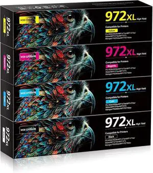 972X Compatible Ink Cartridges Replacement for 972A 972X Ink Cartridge 4 Combo Pack for HP PageWide Pro 477dw 477dn 577dw 577z 452dn 452dw 552dw P55250dw P57750dw Printers (BK/C/M/Y, 4 Pack)