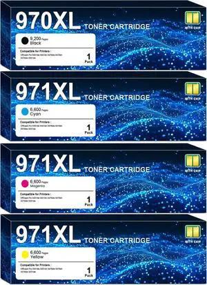 970XL 971XL Ink Cartridge Replacement for HP 971XL 970XL Ink Tank for Officejet Pro X451dw X451dn X476dw X476dn X576dw X551dw Printers Ink (4-Packs, Black Cyan Magenta Yellow)