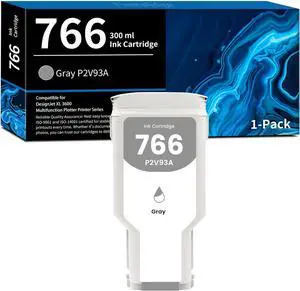 766 Ink Cartridge P2V93A Gray Ink 300ml 1-Pack Replacement for HP 766 Ink for DesignJet XL 3600 Printer Ink, 766 P2V93A Gray Ink