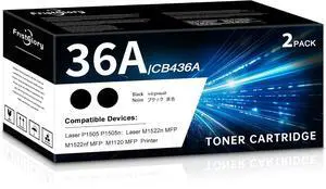 36A CB436A High Yield Toner Cartridge (Black, 2-Pack) Compatible 36A CB436A CB2436D Black Toner Cartridges Replacement for Laser P1505 P1505n; Laser M1522n MFP M1522nf MFP M1120 MFP Printer