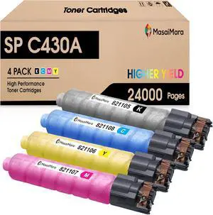 MasaiMara SP C430A Compatible Toner Cartridges for Ricoh Aficio SP C430 C430A C430DN C431DN C431DN-HS C431DNHT C431DNHW C440DN C441DN LP137DN CLP37DN Printer (Black, Cyan, Magenta, Yellow, 4 Pack)