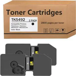 TK-5492 (TK5492) Compatible Toner Cartridges for Kyocera TK-5492K TK-5492Y TK-5492M TK-5492C for Ecosys PA2101cwx PA2101cx MA2101cfx MA2101cwfx Printers, High Yeild Black 2 Pack