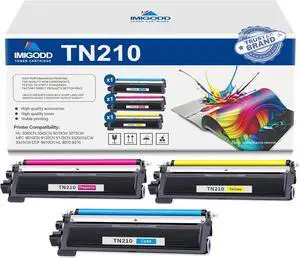 3-Pack TN210 C/M/Y Toner Cartridge Replacement for Brother High Capacity with HL-3040CN 3045CN 3070CW 3075CW MFC-9010CN 9120CN 9125CN 9320CN/CW 9325CW DCP-9010CN HL-8070 8370 Printer