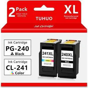 PG-240XL CL-241XL 2pack Ink Cartridge Compatible for Canon 240XL 241XL Replacement for Pixma MG3620 MG3600 TS5120 TS5100 MG3220 MG3520 MG2120 MX472 MX452 Printers Ink (1-Black 1-Color)
