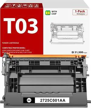 T03 Toner Cartridge 2725C001AA Black Replacement for Canon T03 Toner Work with ImageRunner 525iF 525iFZ 615iF 615iFZ 715iF 715iFZ DX 527iF 527iFZ 617iF 617iFZ 717iF 717iFZ Printer Black Toner, 1-Pack
