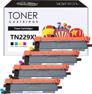 TN229XL TN229 Toner Cartridges Compatible for TN229 TN229XL TN-229XL TN229 XL Work for MFC-L3780CDW MFC-L3720CDW HL-L3280CDW HL-L3220CDW HL-L3300CDW Printer (TN229XLBK/C/M/Y,4 Pack)