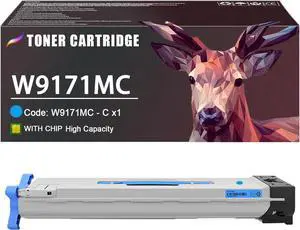 W9171MC Cyan Toner Cartridge Compatible for HP W9171MC Toner Cartridge Work for HP E87740dn E87750dn E87760dn E87770dn E87740z E87750z E87760z E87770Z E87770Z E87760z E87770Z Printers