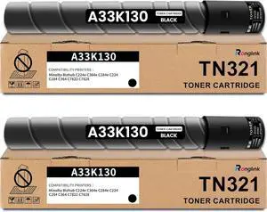 TN321 Black Toner Cartridge Replacement for Konica TN-321 Toner Cartridges A33K130 High Yield Works with Minolta Bizhub C224e C364e C284e C224 C284 C364 C7822 C7828 Printer (2-Pack, 27,000 Pages )