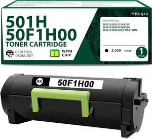 50F1H00 (501H) Toner Cartridge Black Replacement for Lexmark 50F1H00 Toner Compatible with MS310 MS310dn MS312 MS312dn MS315 MS410 MS410dn MS415 MS510 MS510dn MS610 MS610dn Printer Black Toner, 1-Pack