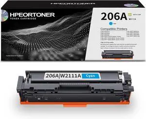 1 Pack 206A | W2111A Cyan Toner Cartridge, High Yield 1,370 Pages, Replacement for HP 206A | W2111A Color M255-M256 Series Color M255nw Color M255dw Color M255dn Color MFP M282-M283 Series Printer