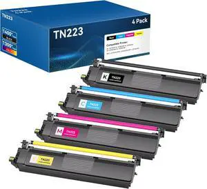 TN223 Toner Cartridge Compatible for Brother TN-223 Work with Brother HL-3210CW HL-3230CDW HL-3230CDN HL-3270CDW HL-3290CDW MFC-L3710CW MFC-L3750CDW MFC-L3770CDW (Black Cyan Yellow Magenta, 4 Pack)