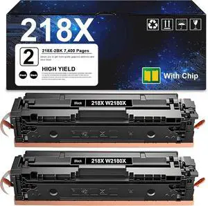 218X Black Toner Cartridge (with CHIP) Compatible for W2180X W2180A 218A Toner Cartridges for Color Pro 3201 3201dw MFP 3301cdw 3301fdw 3301sdw Printers (2 Pack)
