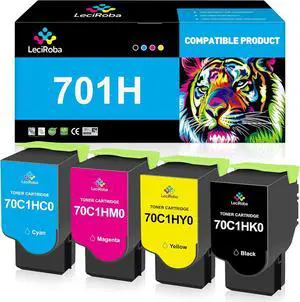 LeciRoba CS310 CS410 CS510 701H Toner Cartridge Replacement for Lexmark 70C1HK0 70C1HC0 70C1HM0 70C1HY0 for CS310 CS310dn CS310n CS410 CS410dn CS410dtn CS410n CS510 CS510de CS510dte Printer (4-Pack)