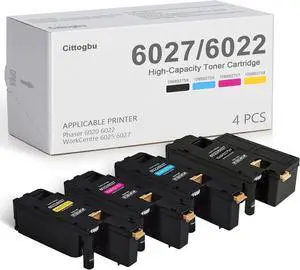 Phaser 6022 WorkCentre 6027 Toner Cartridges (4 Pack,BK/C/M/Y) - Compatible 106R02759 106R02756 106R02757 106R02758 Toner Cartridges Replacement for Xerox WorkCentre 6027 6025 Phaser 6022 6020 Printer